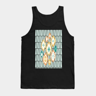 Atomic Age MCM Abstract Shapes and Stars in Teal, Aqua, Orange, Yellow Tank Top